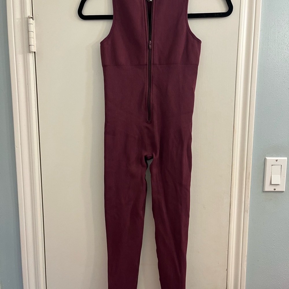 Maroon Sleeveless Activewear Jumpsuit